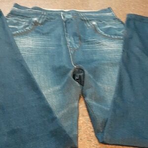 Blue Denim-Look Leggings lite weight size s-m